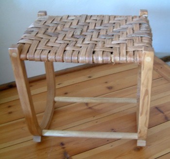 Rocking stool in ash with lime bark seat